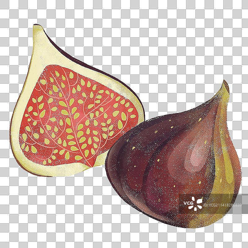 小清新无花果肌理噪点扁平风水果超市促销幼儿识图素材图片素材