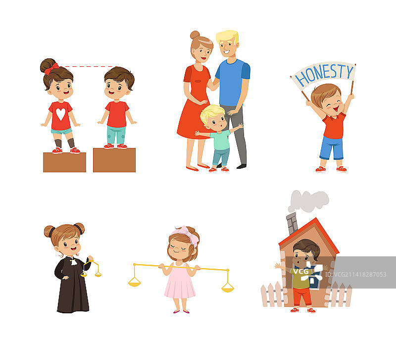 友善的小女孩和小男孩角色图片素材