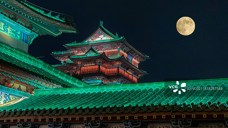 月上滕王阁图片素材
