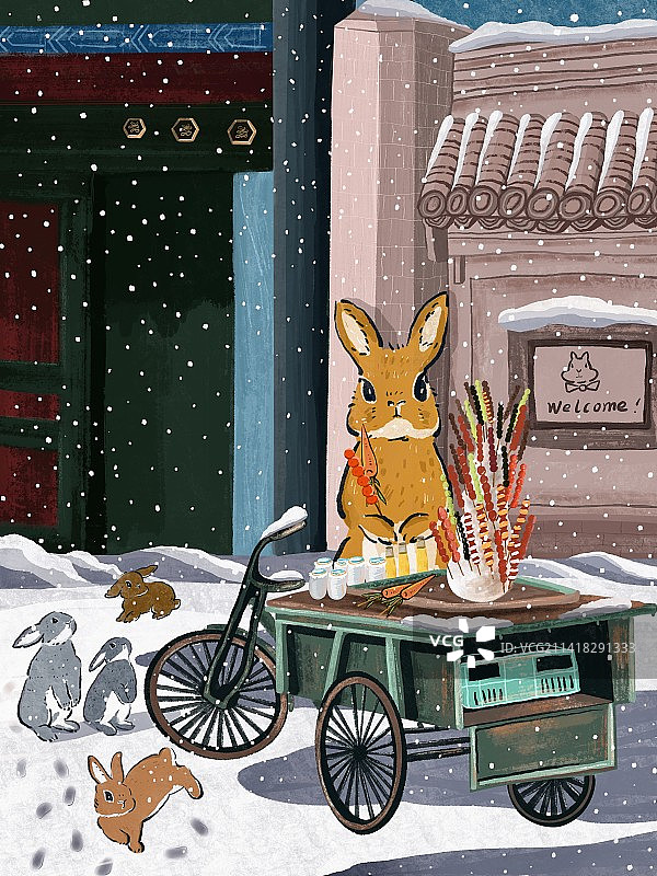 卖糖胡萝卜的兔子图片素材