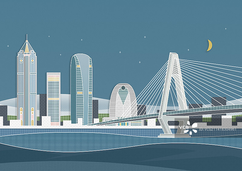 海南省海口市地标建筑旅行插画图片素材