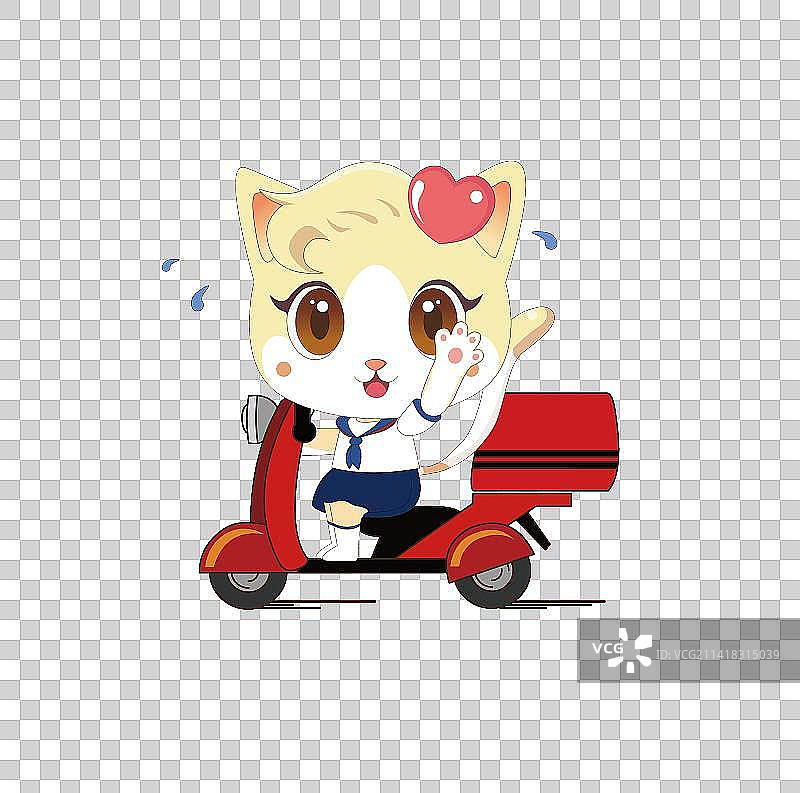 骑车的小喵图片素材