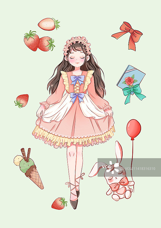 少女插画图片素材