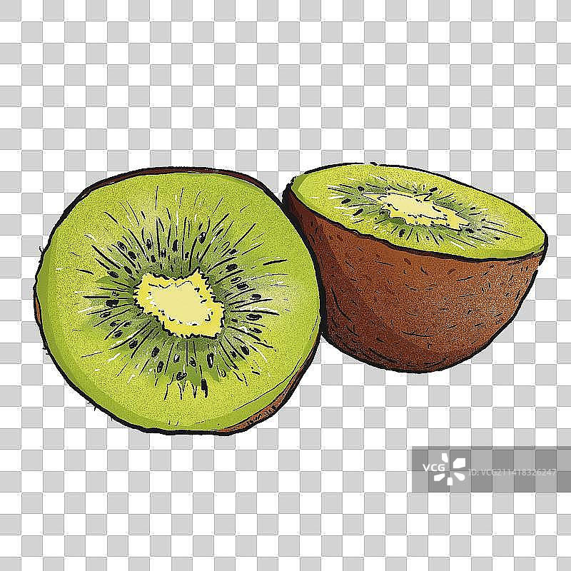 手绘中国风蔬菜水果猕猴桃插画图片素材