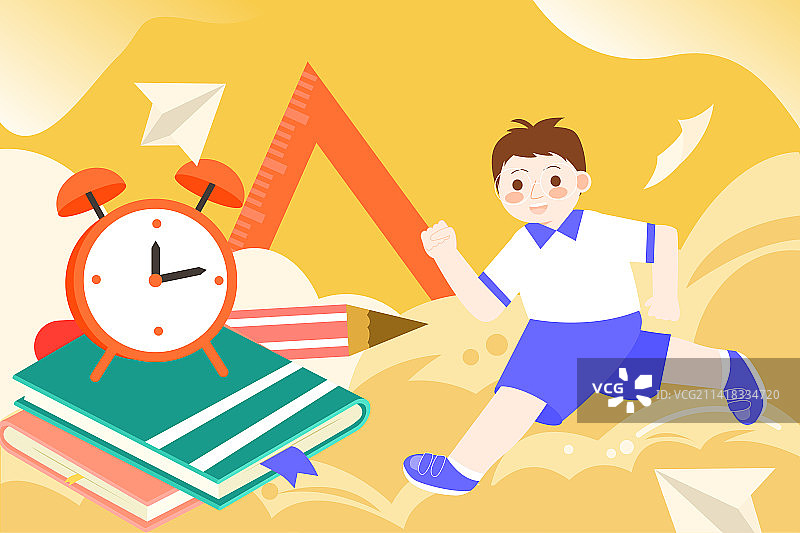 卡通节日儿童教育开学季小学生快乐上学课堂学习兴趣开发培养想象阅读读书日家庭祖国花朵矢量插画图片素材