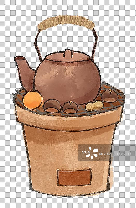 围炉煮茶国风插画图片素材