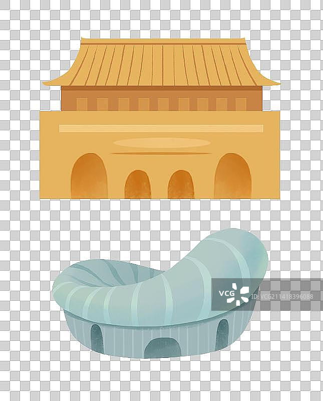 春节年俗插画城市高楼房屋元素图片素材