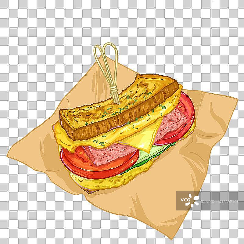 早餐三明治 轻食餐厅 手绘菜单图片素材