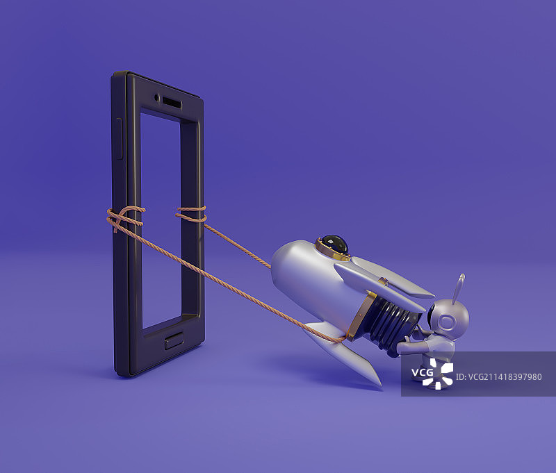 手机-宇航员发射火箭图片素材