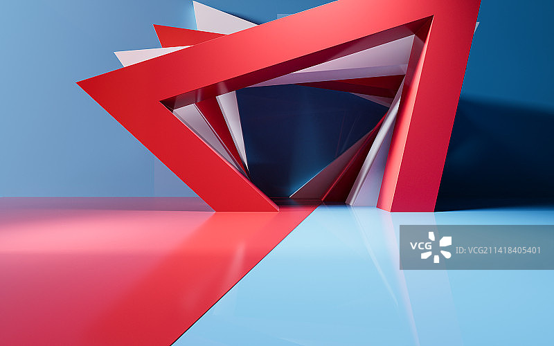 创意几何体室内空间3D渲染图片素材