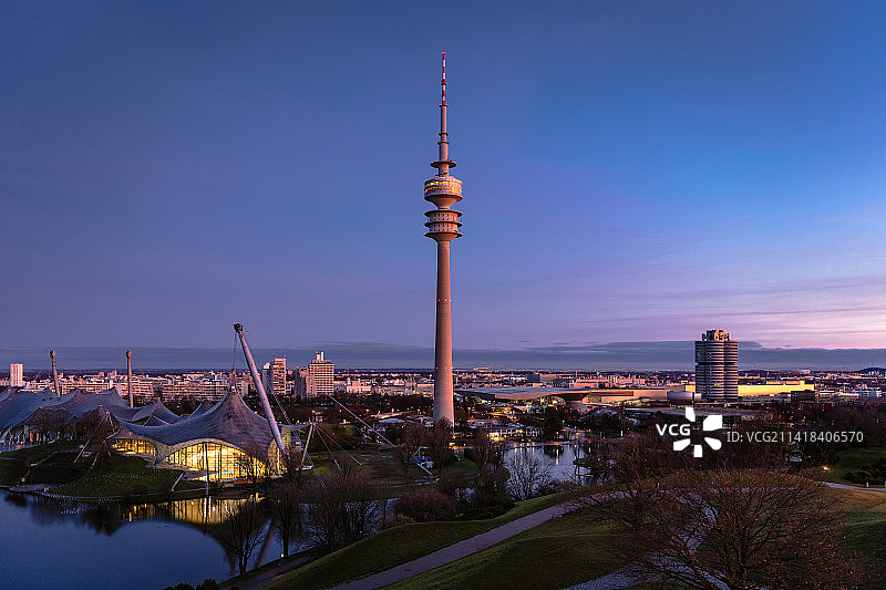 慕尼黑奥林匹克公园日出图片素材