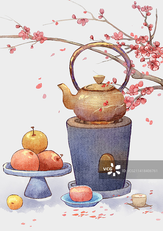 国风冬季意境图图片素材