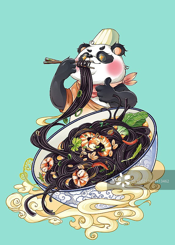 熊猫包装插画设计图片素材