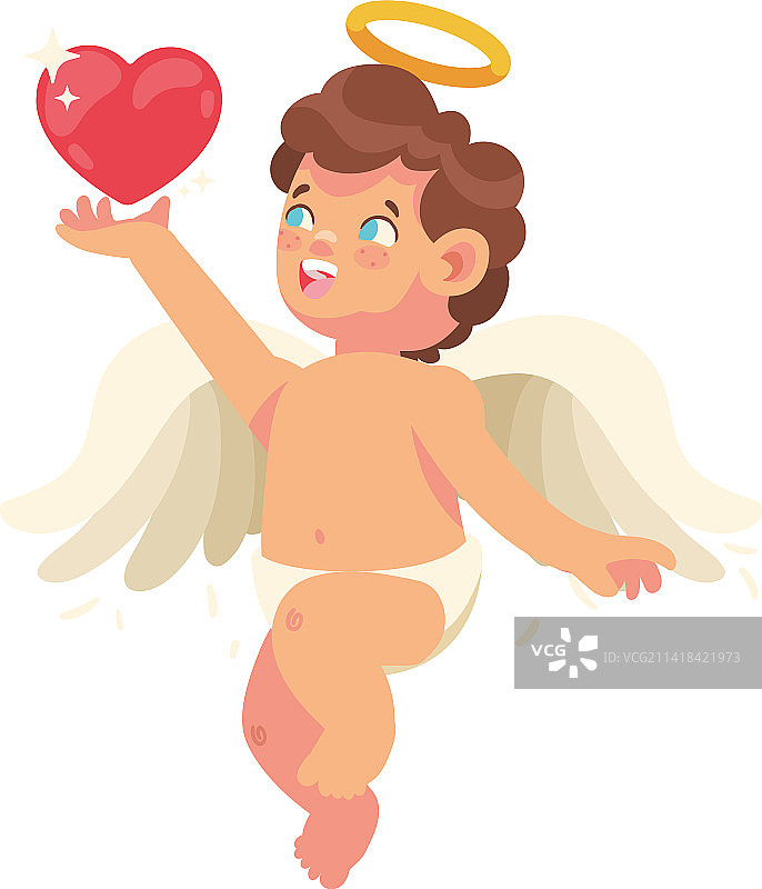 丘比特天使举起红心图片素材