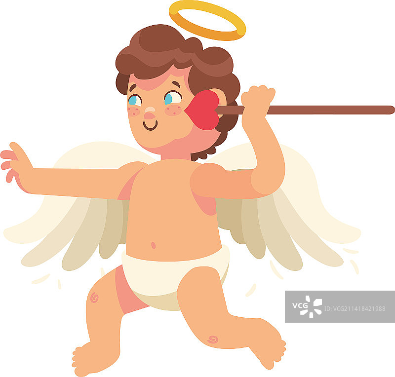 手持长矛的丘比特天使图片素材