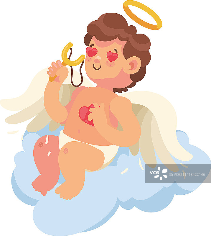 拿着弹弓的丘比特天使图片素材