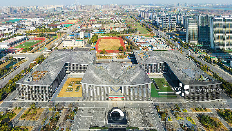 航拍扬州市广陵区公共文化中心图片素材