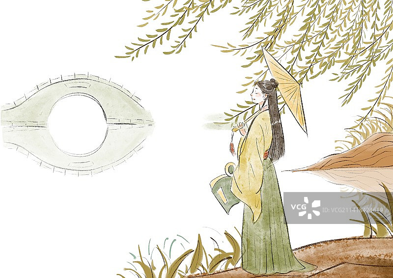 秋日美丽古风女性图片素材