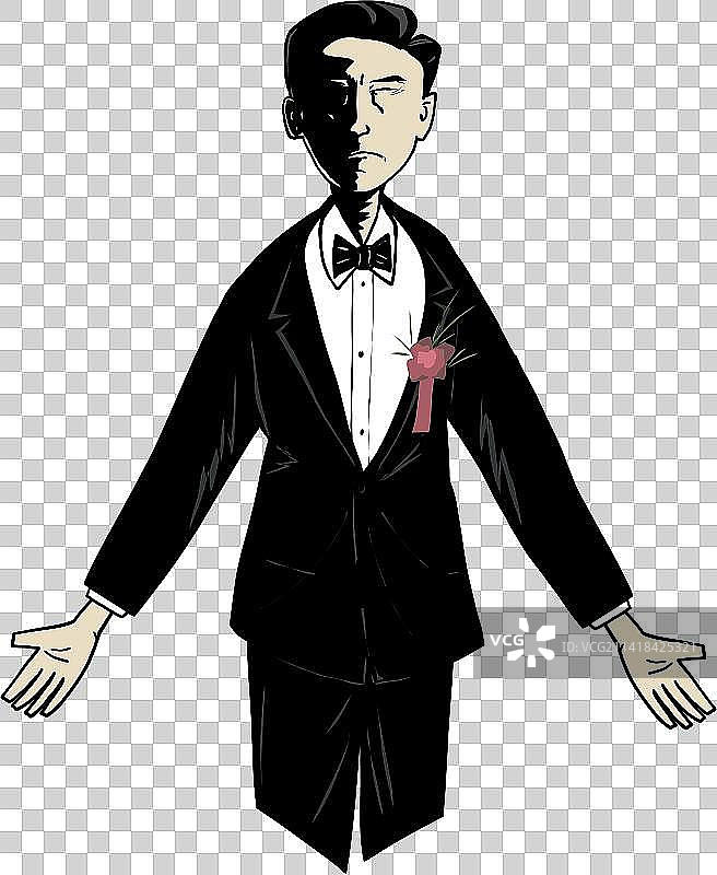 戴着礼花摊开双手的人图片素材