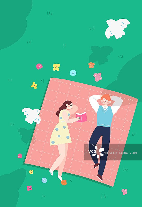 春季浪漫户外野餐情人节出行娱乐郊游插画图片素材