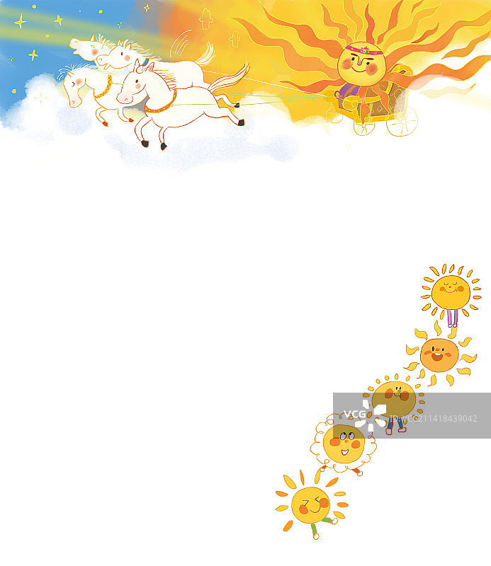太阳神驾着黄金马车在清晨的天空图片素材