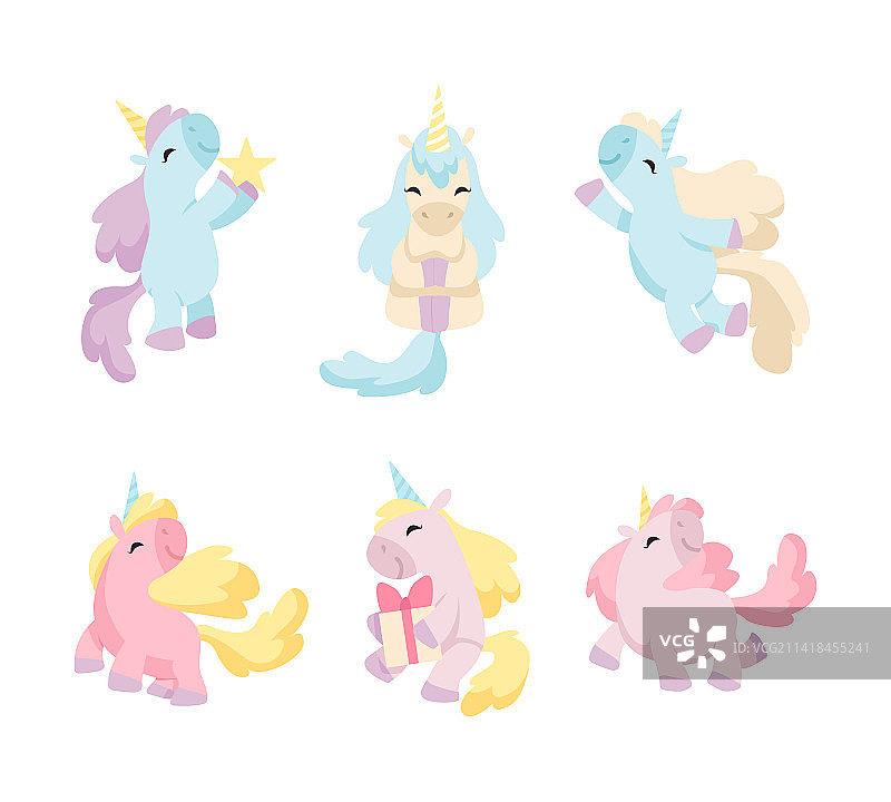 可爱的尖角独角兽形象图片素材