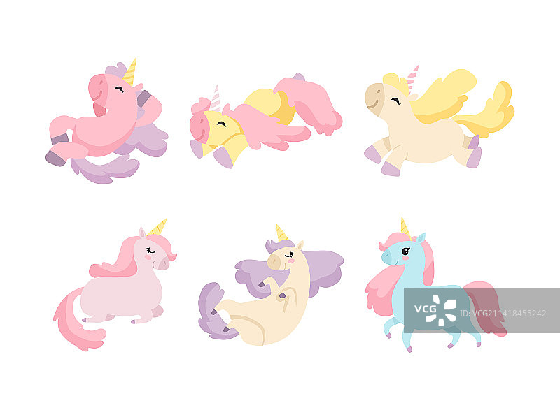 可爱的尖角独角兽形象图片素材