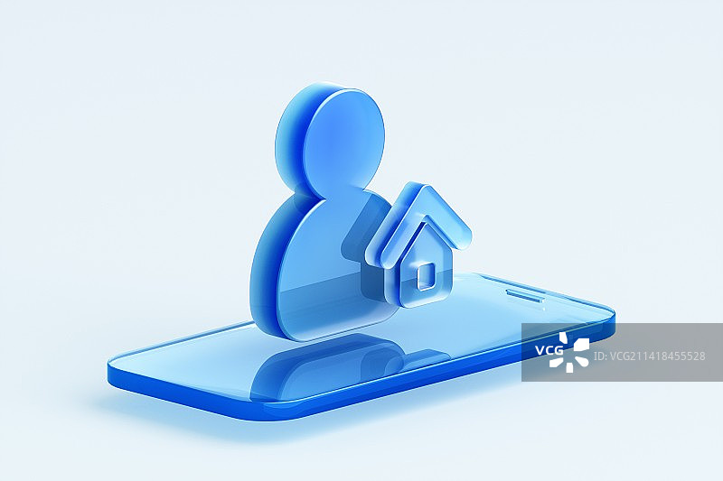 3D渲染的蓝色商务图标图片素材