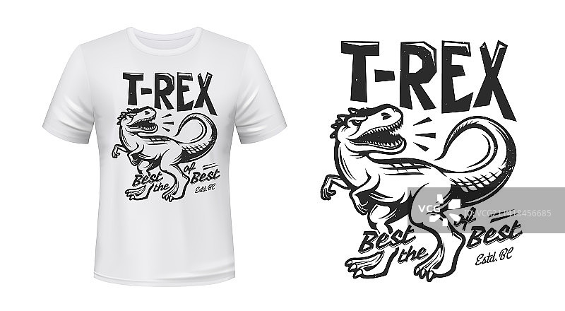 霸王龙恐龙运动吉祥物T恤印花图片素材
