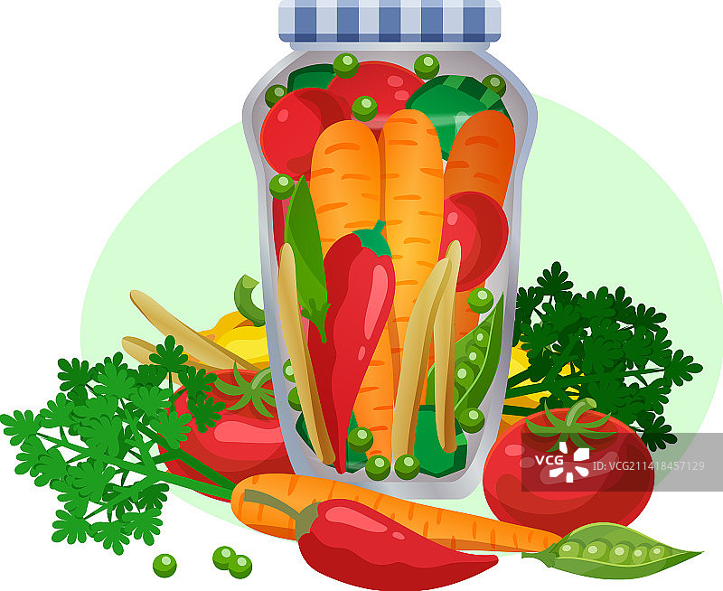 玻璃器皿中的新鲜蔬菜图片素材