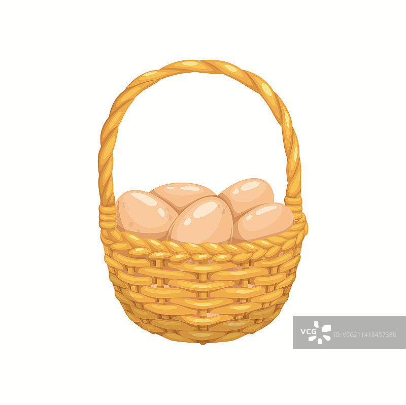 农场篮子里的卡通鸡蛋图片素材