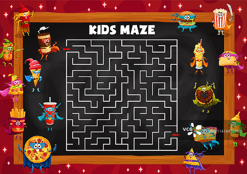 迷宫游戏：快餐角色寻找出口图片素材