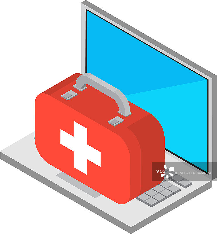 笔记本电脑急救箱组合图片素材