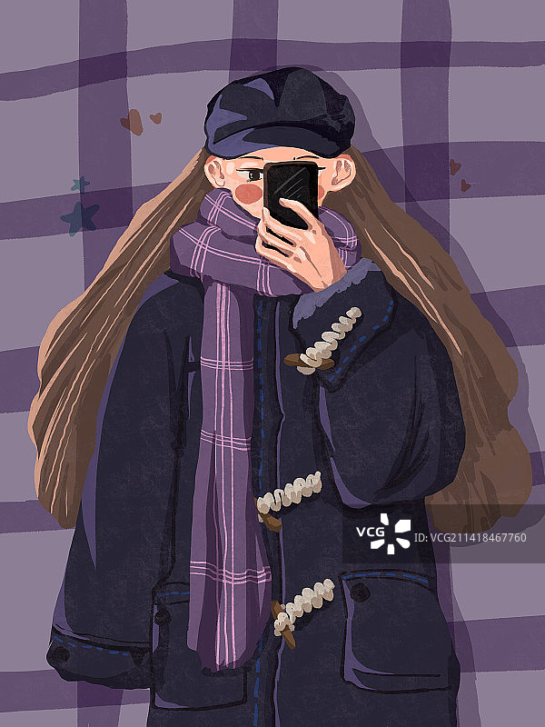 对镜自拍的女孩图片素材