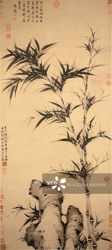 北京中国国家博物馆清闭阁墨竹图元代柯九思132.8X58.5cm故宫博物院藏品图片素材