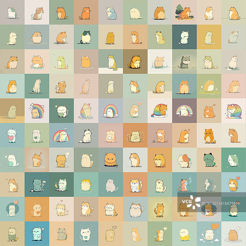 100只可爱孤独的猫图片素材