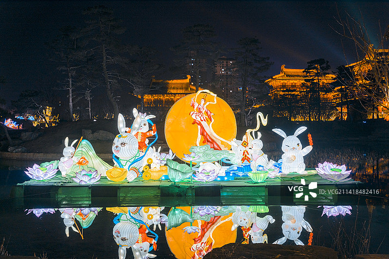 河南省隋唐洛阳城国家遗址公园九洲池景区游园灯会图片素材