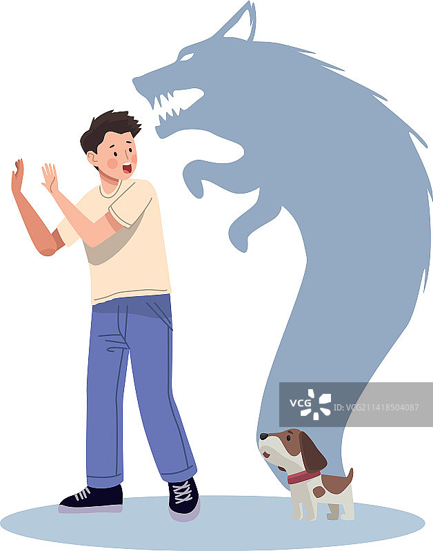 男人患有恐犬症图片素材