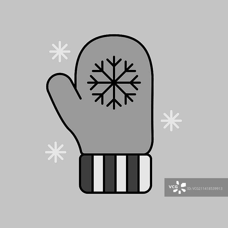 冬季手套黑白剪影图标图片素材