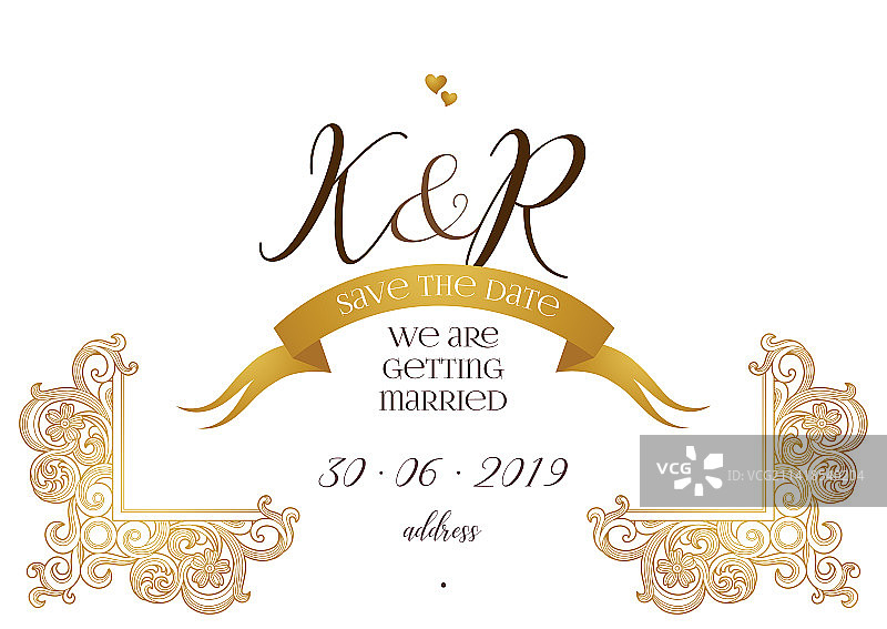 婚礼金色元素花纹图案图片素材