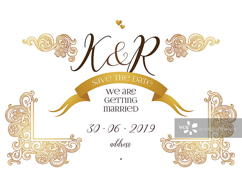 婚礼金色元素花纹图案图片素材