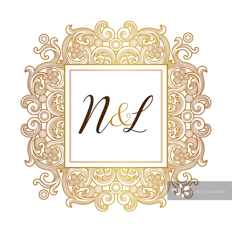 金色元素字母组合标志设计图片素材