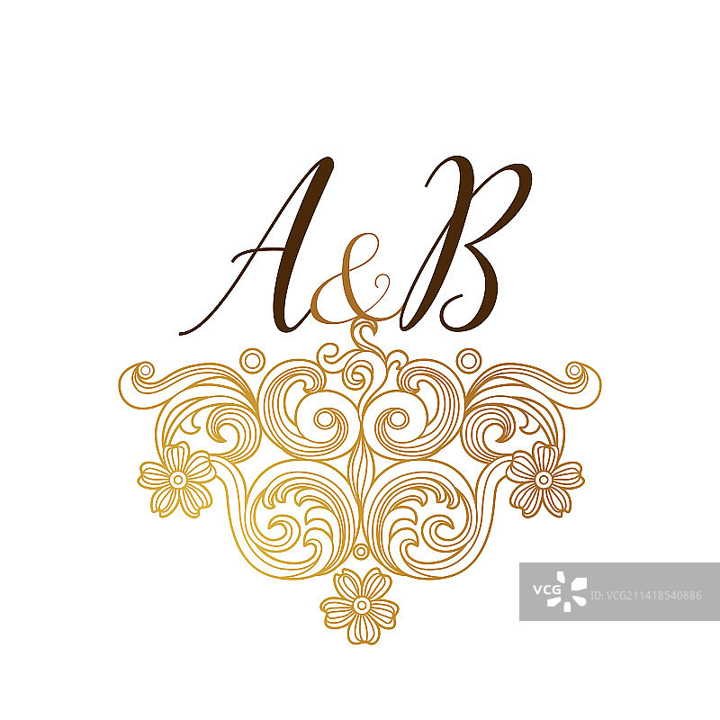 金色元素字母组合标志设计图片素材