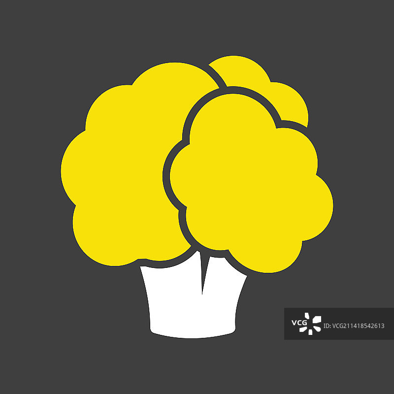 深色背景上的花椰菜 Glyph 孤立图图片素材