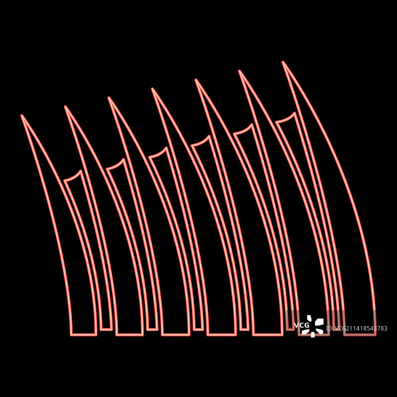 霓虹灯鲨鱼背鳍图标黑色扁平风格图片素材