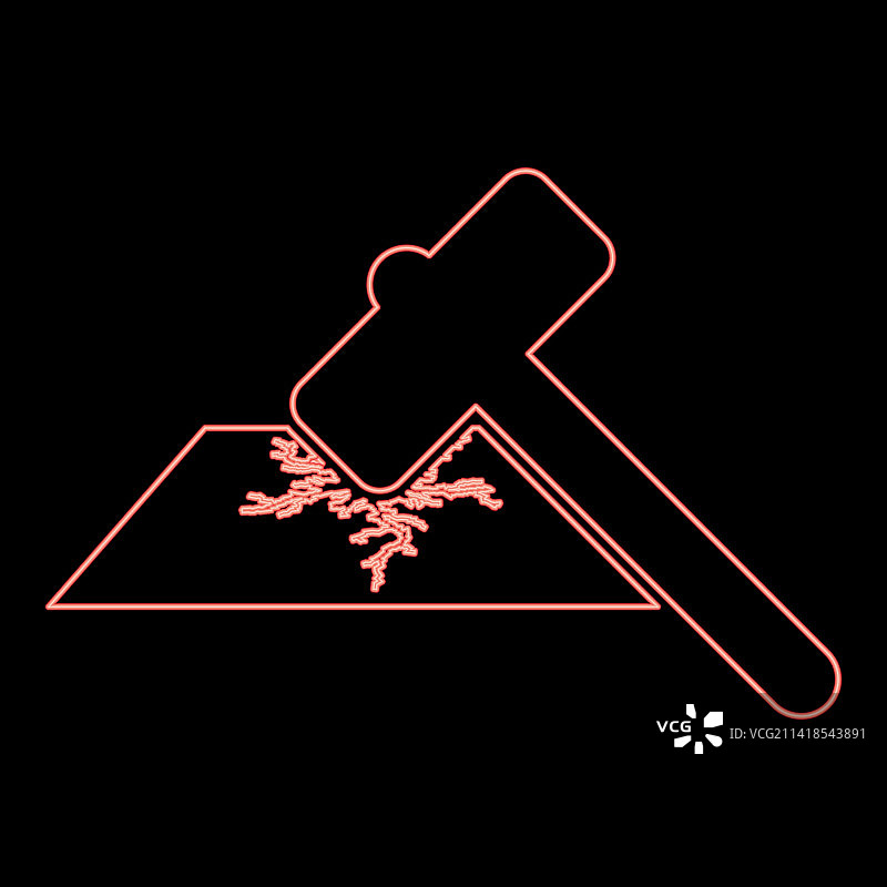 霓虹灯雪橇锤击碎坚硬表面图片素材