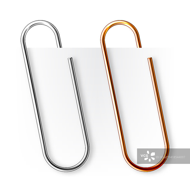 铜和钢回形针连接写实风格图片素材
