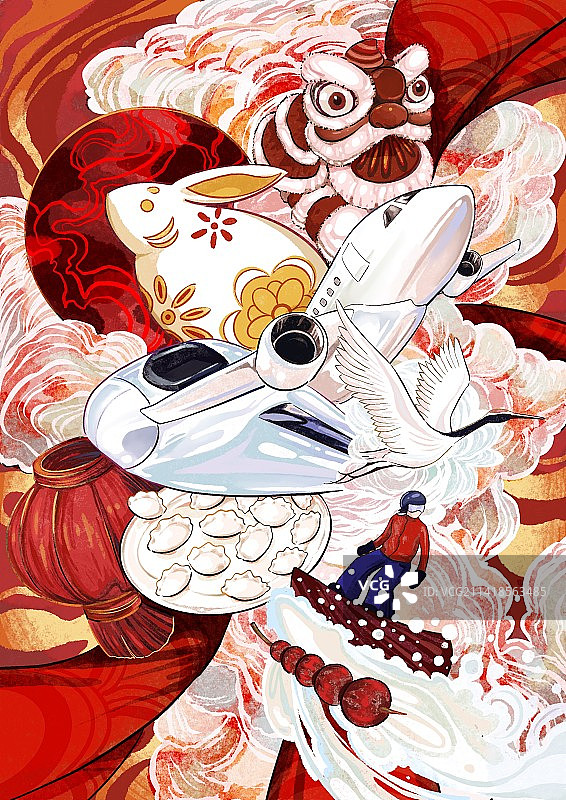 2023新年春运新春氛围兔年图片素材