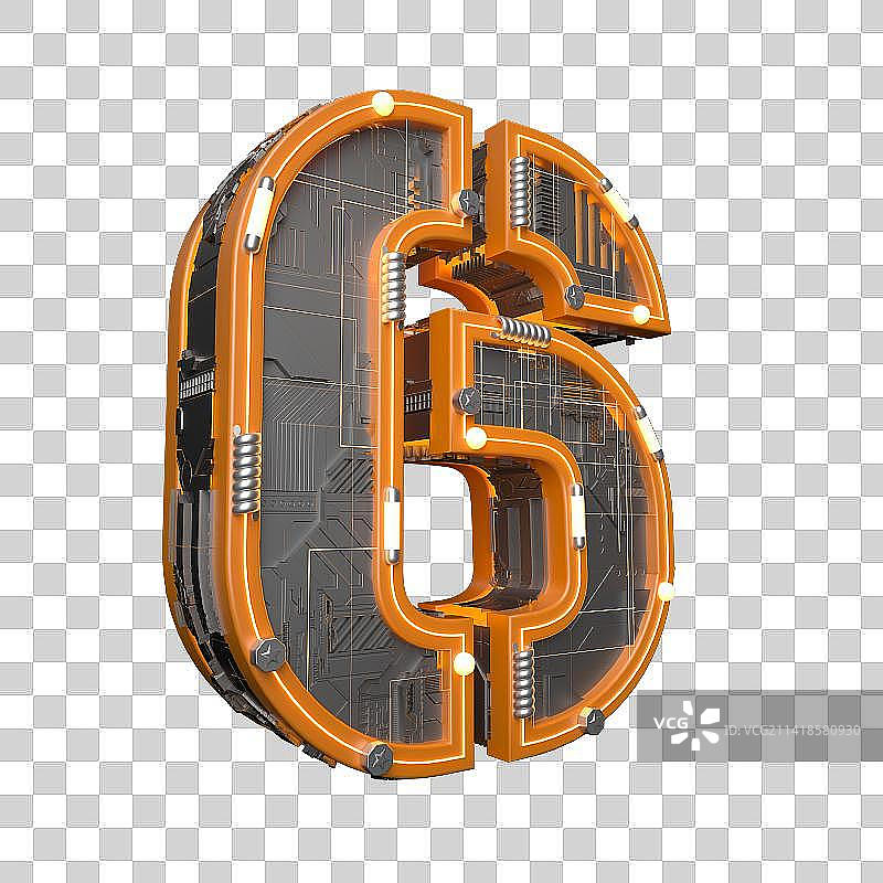 3D建模的工业风数字字体图片素材
