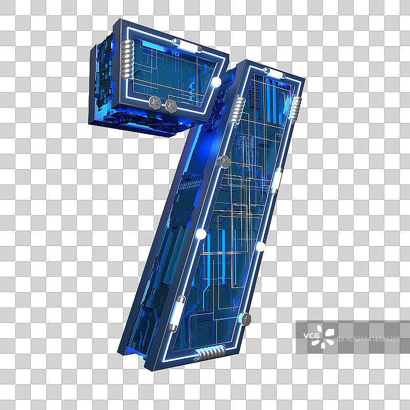 3D建模的工业风数字字体图片素材